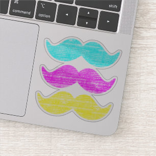 CMY Mustaches (letterdrukstijl) Sticker
