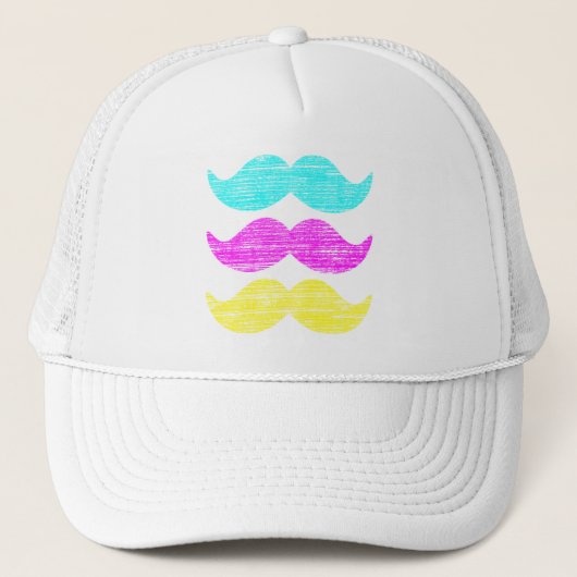 CMY Mustaches (letterdrukstijl) Trucker Pet (Voorkant)