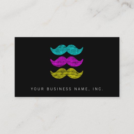CMY Mustaches (letterdrukstijl) Visitekaartje (Voorkant)