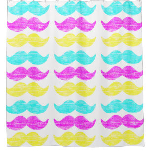 CMY Mustaches (letterprilstijl) Big Pattern Douchegordijn