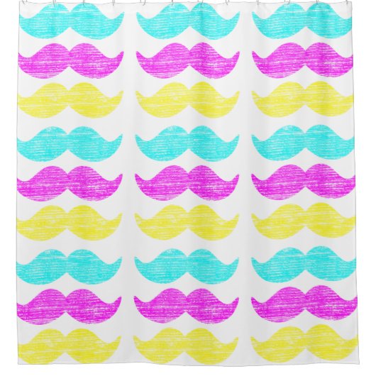 CMY Mustaches (letterprilstijl) Big Pattern Douchegordijn (Voorkant)