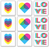 CMYK Assorted Liefde Hart Stickers (Voorkant)