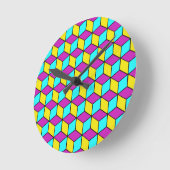 CMYK CUBE beroemde kubussen geometrische patroon i Ronde Klok (Hoek)