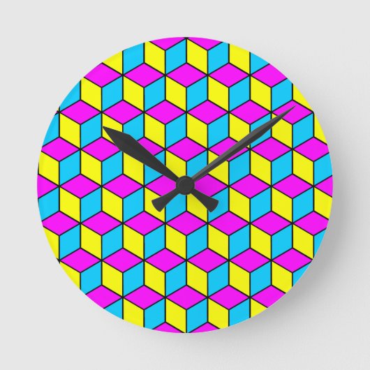 CMYK CUBE beroemde kubussen illusie 2 Ronde Klok (Voorkant)