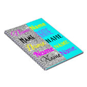 CMYK Cyaan en zilveren glitter gepersonaliseerd ge Notitieboek (Rechterzijde)