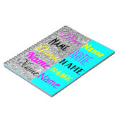 CMYK Cyaan en zilveren glitter gepersonaliseerd ge Notitieboek (Linkerzijde)