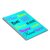 CMYK Cyaan, gepersonaliseerde naam cadeau Notitieboek (Rechterzijde)