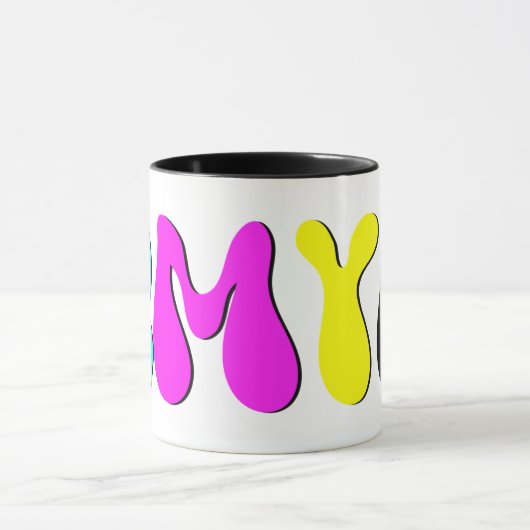 CMYK Funky Retro Monogram Mok (Midden)