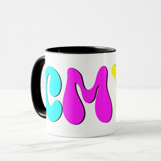 CMYK Funky Retro Monogram Mok (Voorkant links)