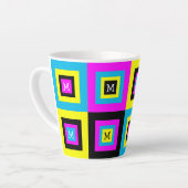 CMYK Geometric Squares Monogram Latte Mok (Linkerhoek)