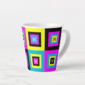 CMYK Geometric Squares Monogram Latte Mok (Rechterhoek)