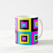 CMYK Grafische ontwerper Squares Monogram Koffiemok (Voorkant rechts)