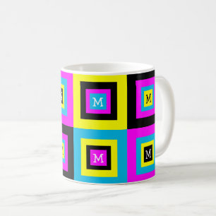CMYK Grafische ontwerper Squares Monogram Koffiemok