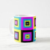 CMYK Grafische ontwerper Squares Monogram Koffiemok (Voorkant links)