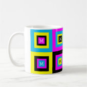 CMYK Grafische ontwerper Squares Monogram Koffiemok (Links)