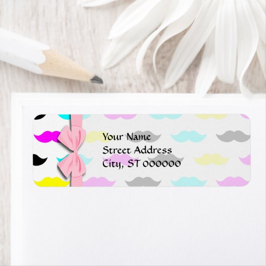 CMYK-hipster mustache-patroon Etiket (Insitu)