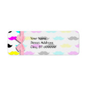 CMYK-hipster mustache-patroon Etiket (Voorkant)