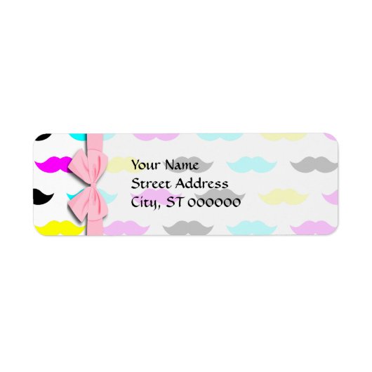 CMYK hipster snorhaar patroon Etiket (Voorkant)