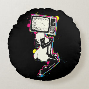 Cmyk pin-up rond kussen