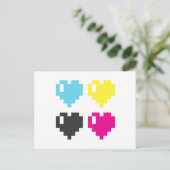 CMYK Pixel Hearts-briefkaart Briefkaart (Staand voorkant)