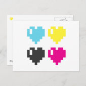 CMYK Pixel Hearts-briefkaart Briefkaart (Voorkant / Achterkant)