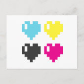 CMYK Pixel Hearts-briefkaart Briefkaart (Voorkant)