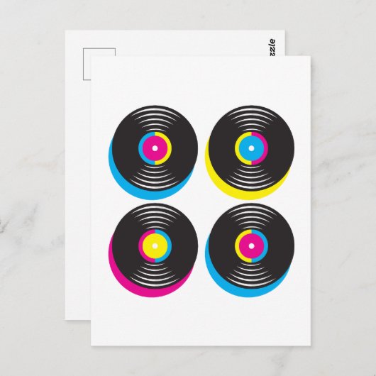 CMYK-pop in vinyl registreert heldere kleuren met Briefkaart (Voorkant / Achterkant)
