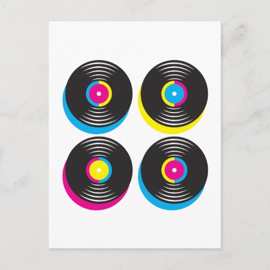 CMYK-pop in vinyl registreert heldere kleuren met  Briefkaart (Voorkant)