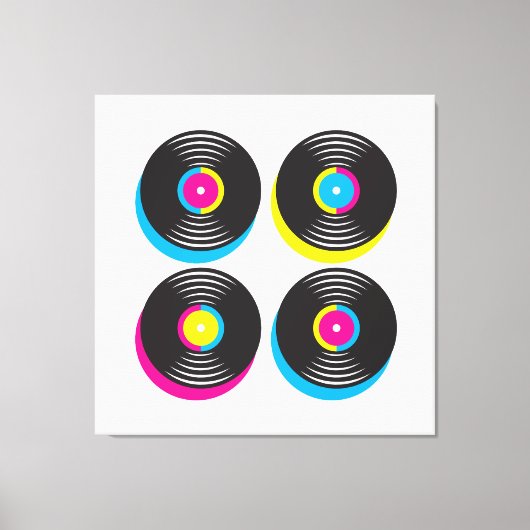 CMYK-pop in vinyl registreert heldere kleuren met  Canvas Afdruk (Voorkant)