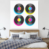 CMYK-pop in vinyl registreert heldere kleuren met  Canvas Afdruk (Insitu (Slaapkamer))