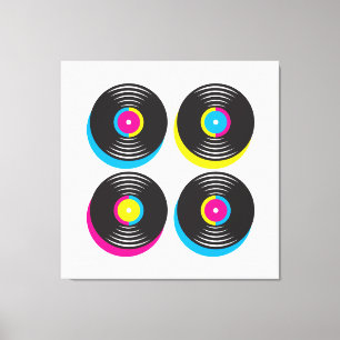 CMYK-pop in vinyl registreert heldere kleuren met  Canvas Afdruk