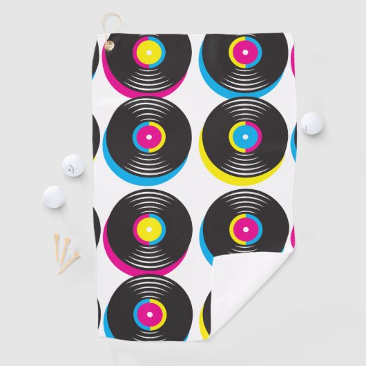 CMYK-pop in vinyl registreert heldere kleuren met  Golfhanddoek (Insitu)