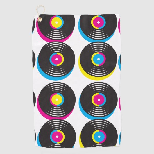 CMYK-pop in vinyl registreert heldere kleuren met  Golfhanddoek (Voorkant)