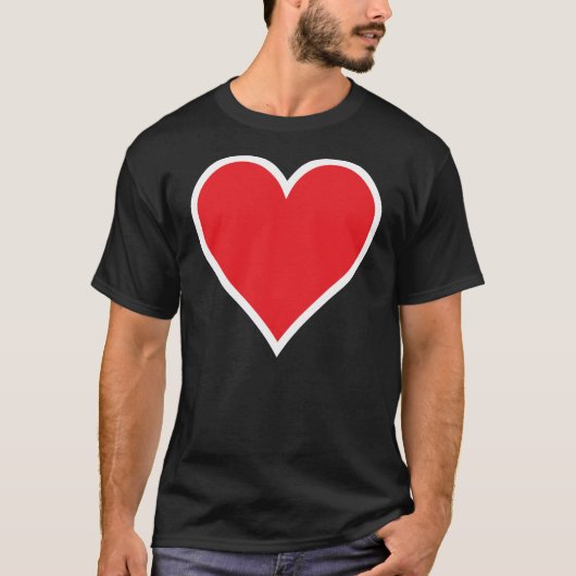 CMYK Red Heart met witte rand Rand T-shirt (Voorkant)