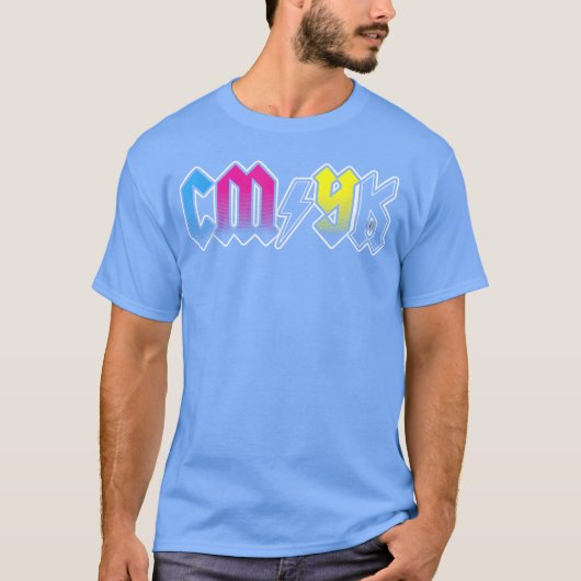 CMYK Rockband Designer retro T-shirt (Voorkant)