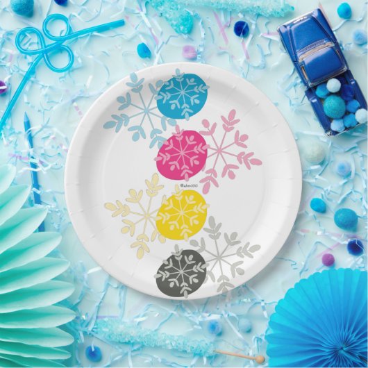 CMYK Snowflakes Papieren Bordje (Feest)