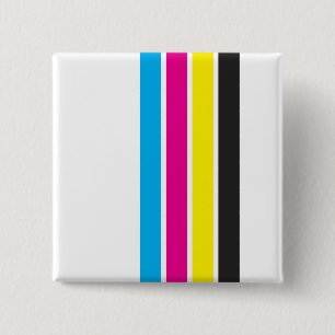 CMYK-strepen   Vierkante Button 5,1 Cm