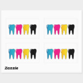 CMYK-tand Rechthoekige Sticker (Vel)