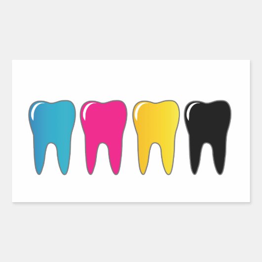 CMYK-tand Rechthoekige Sticker (Voorkant)