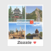 CN Beijing - Niujie Mosque - Great Wall Badalling  Sticker (Vel)