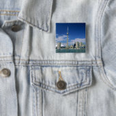 CN Tower en Skydome in Toronto, Ontario, Vierkante Button 5,1 Cm (In situ)