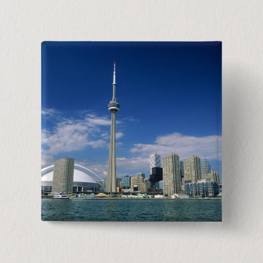CN Tower en Skydome in Toronto, Ontario, Vierkante Button 5,1 Cm (Voorkant)