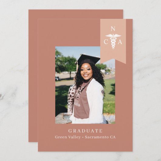 CNA Afstuderen Foto Roze Verpleegster Afstuderen Kaart (Voorkant / Achterkant)