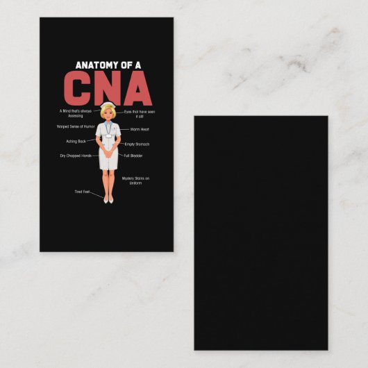 CNA anatomieurse Certified Nursing Assistant Visitekaartje (Voorkant / Achterkant)