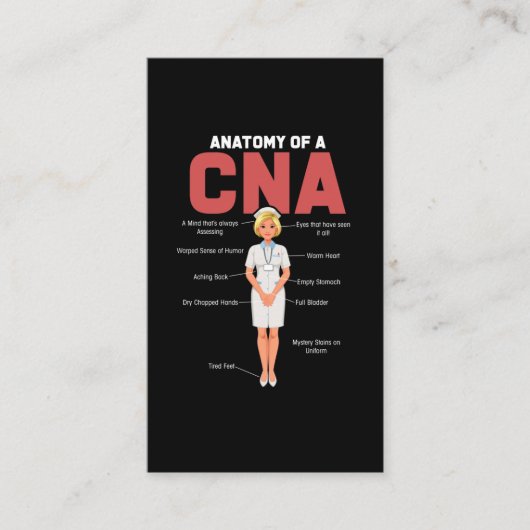CNA anatomieurse Certified Nursing Assistant Visitekaartje (Voorkant)