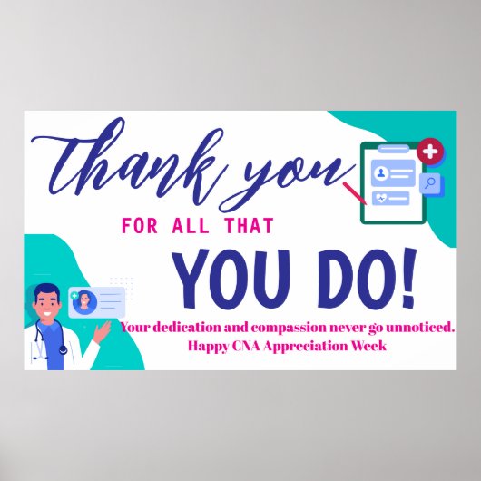 CNA Appreciation Week Banner Bedankt Gecertificeer Poster (Voorkant)
