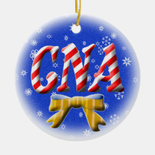 CNA CANDY CANE CHRISTMAS ORNASE NURSE ASSISTANT KERAMISCH ORNAMENT