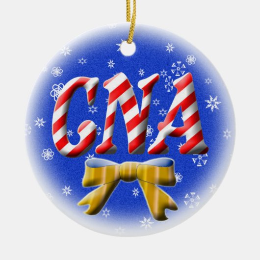 CNA CANDY CANE CHRISTMAS ORNASE NURSE ASSISTANT KERAMISCH ORNAMENT (Voorkant)