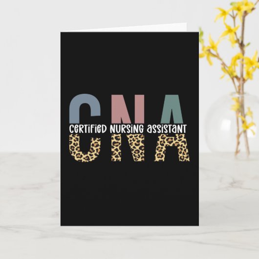 CNA Certified Nursing Assistant Cheetah Print Kaart (Gele Bloem)