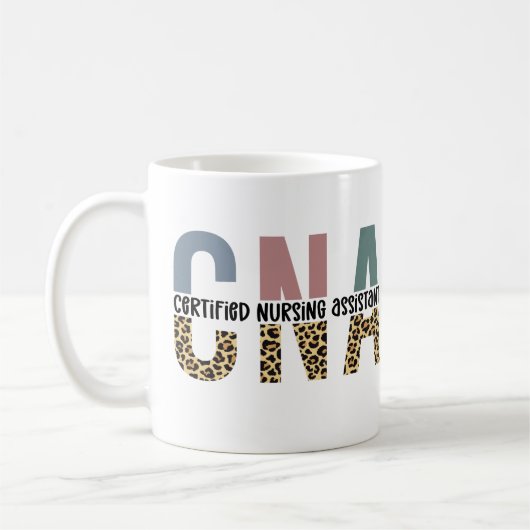 CNA Certified Nursing Assistant Cheetah Print Koffiemok (Links)